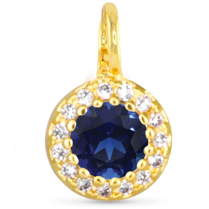 Blue CZ Halo Charm Gold
